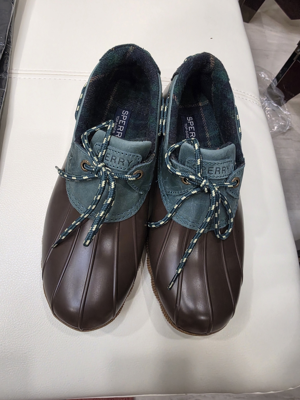 Sperry Brown & Teal Womenβs Waterproof Duck Shoes